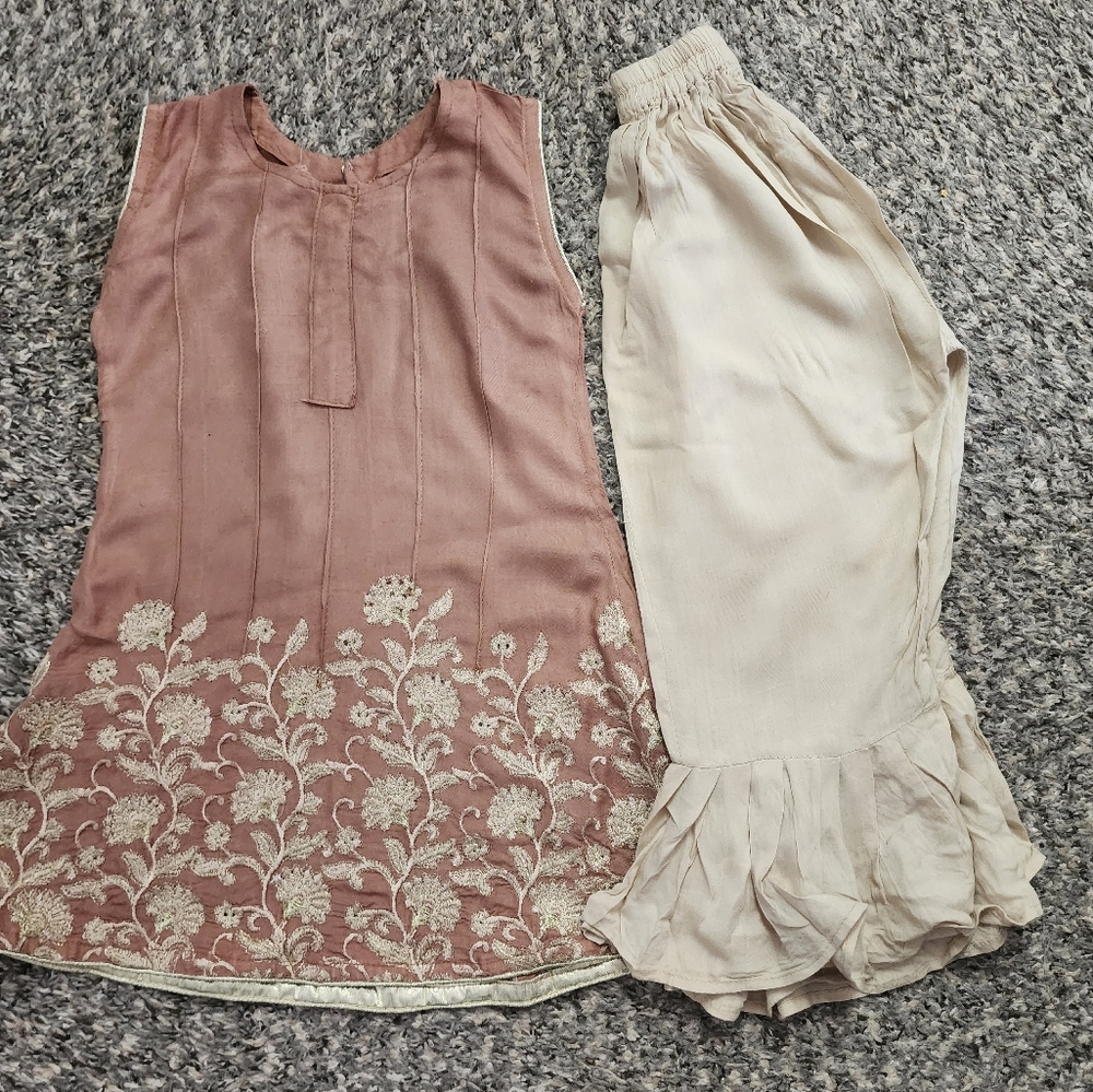 Elegant Pink and Cream Kids Dress Set